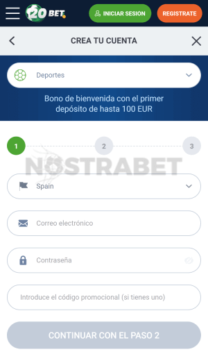 20bet registro móvil