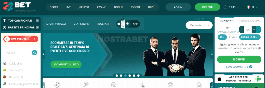 22bet homepage