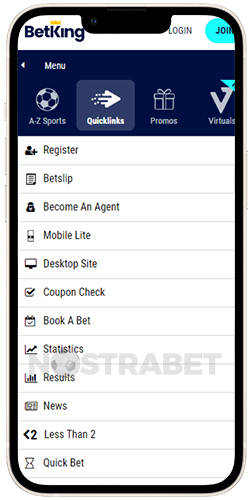 BetKing Menu iOS