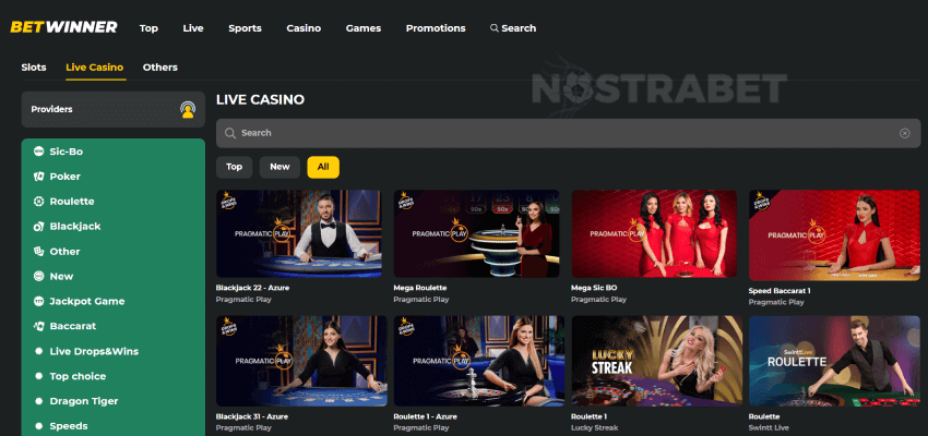 betwinner nigeria live casino