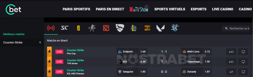 jeux d'esports cbet