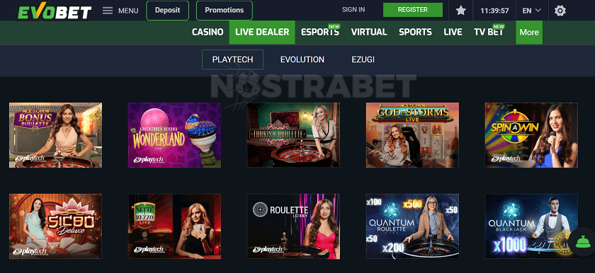 Evobet live casino games