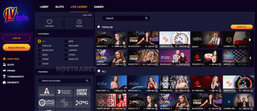 JVSpin Casino Live Games