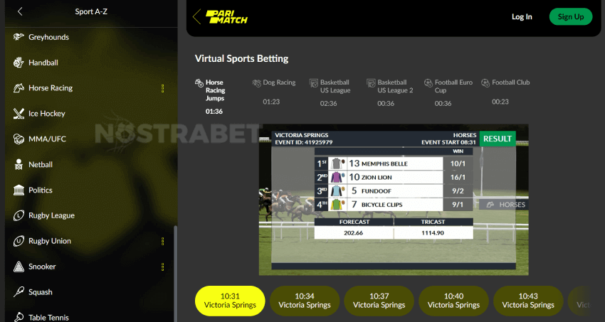 parimatch virtual horse races