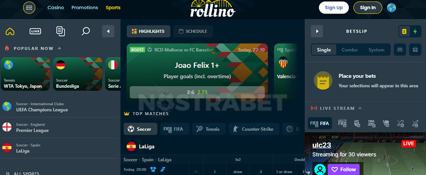 rollino sport betting section