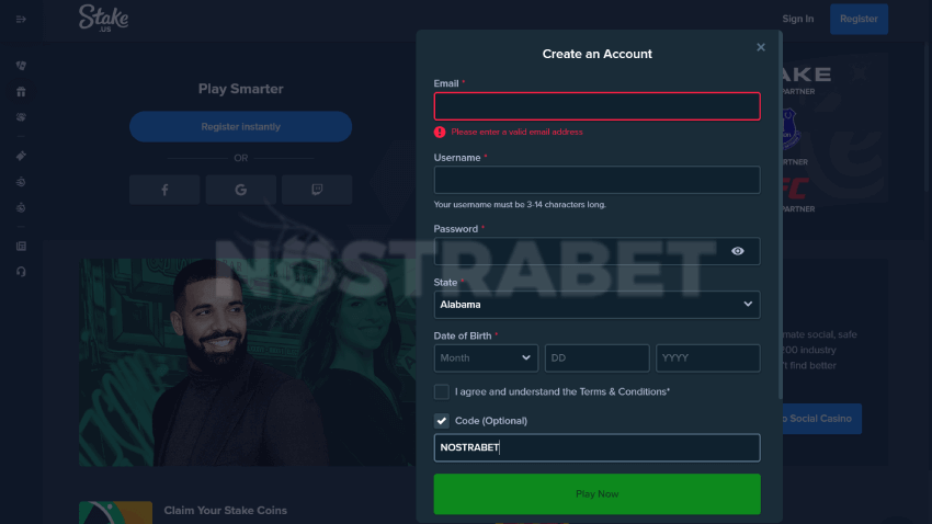 Stake.us Registration