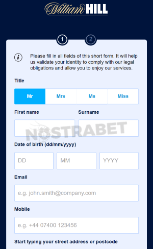 william hill sign-up form